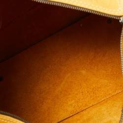 Pre Owned CH Carolina Herrera Mustard Monogram Embossed Leather Large Andy Boston Bag