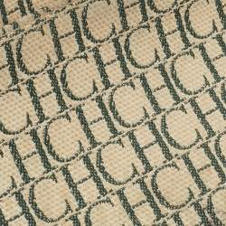 Pre Owned CH Carolina Herrera Green/Brown Monogram Embossed Leather Andy Boston Bag