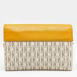 مملوكة مسبقًا حقيبة كتف سي أتش كارولينا هيريرا نمط مظروف هيريرا  كانفاس مقوى مونوغرامي وجلد متعدد الألوان بقلاب