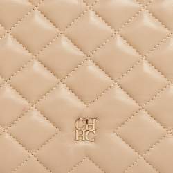 مملوكة مسبقًا CH Carolina Herrera Beige Quilted Leather Flap Shoulder Bag