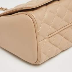 مملوكة مسبقًا CH Carolina Herrera Beige Quilted Leather Flap Shoulder Bag