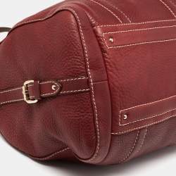Pre Owned CH Carolina Herrera Burgundy Leather Andy Boston Bag