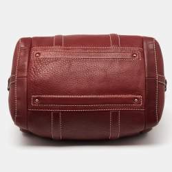 Pre Owned CH Carolina Herrera Burgundy Leather Andy Boston Bag