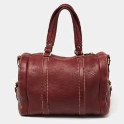 Pre Owned CH Carolina Herrera Burgundy Leather Andy Boston Bag