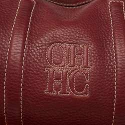 Pre Owned CH Carolina Herrera Burgundy Leather Andy Boston Bag
