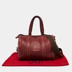 Pre Owned CH Carolina Herrera Burgundy Leather Andy Boston Bag