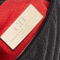مملوكة مسبقًا CH Carolina Herrera Black Quilted Leather Flap Top Handle Bag