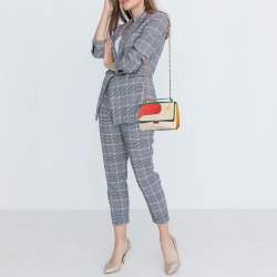 Pre Owned CH Carolina Herrera Multicolor Monogram Coated Canvas and Leather Flap Crossbody Bag