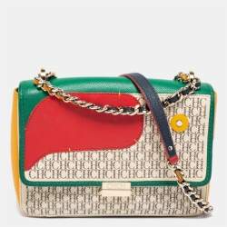 Pre Owned CH Carolina Herrera Multicolor Monogram Coated Canvas and Leather Flap Crossbody Bag