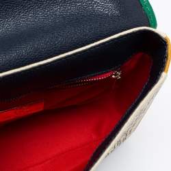 Pre Owned CH Carolina Herrera Multicolor Monogram Coated Canvas and Leather Flap Crossbody Bag