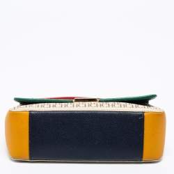 Pre Owned CH Carolina Herrera Multicolor Monogram Coated Canvas and Leather Flap Crossbody Bag