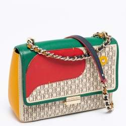 Pre Owned CH Carolina Herrera Multicolor Monogram Coated Canvas and Leather Flap Crossbody Bag