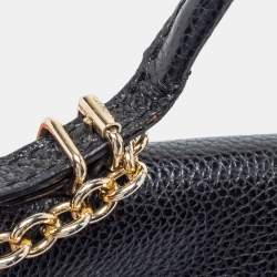 Pre Owned CH Carolina Herrera Black Leather Mini Minuetto Flap Top Handle Bag