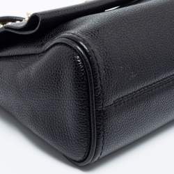Pre Owned CH Carolina Herrera Black Leather Mini Minuetto Flap Top Handle Bag