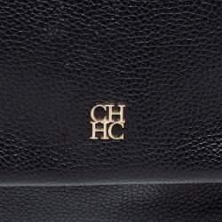 Pre Owned CH Carolina Herrera Black Leather Mini Minuetto Flap Top Handle Bag