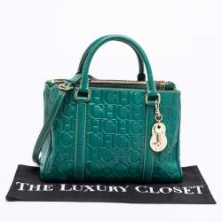 Pre Owned حقيبة يد توتس سي إتش كارولينا هيريرا ماتيو جلد أخضر مونوغرامي منقوش