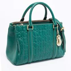 Pre Owned حقيبة يد توتس سي إتش كارولينا هيريرا ماتيو جلد أخضر مونوغرامي منقوش