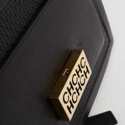 Pre Owned حقيبة بيد علوية سي أتش كارولينا هيريرا جلد منقوش مونوغرامي أسود