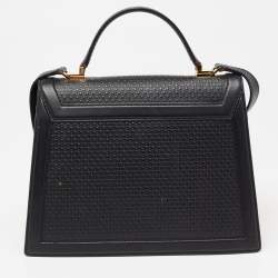 Pre Owned حقيبة بيد علوية سي أتش كارولينا هيريرا جلد منقوش مونوغرامي أسود