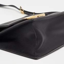 Pre Owned حقيبة بيد علوية سي أتش كارولينا هيريرا جلد منقوش مونوغرامي أسود