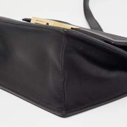 Pre Owned حقيبة بيد علوية سي أتش كارولينا هيريرا جلد منقوش مونوغرامي أسود