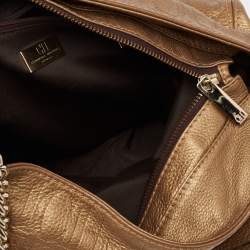 Pre Owned CH Carolina Herrera Metallic Gold Embossed Leather Chain Bow Hobo