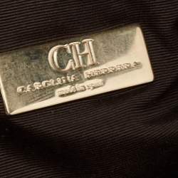 Pre Owned CH Carolina Herrera Metallic Gold Embossed Leather Chain Bow Hobo