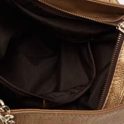 Pre Owned CH Carolina Herrera Metallic Gold Embossed Leather Chain Bow Hobo