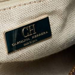 مملوكة مسبقًا CH Carolina Herrera Teal Blue Monogram Embossed Leather Matteo Tote
