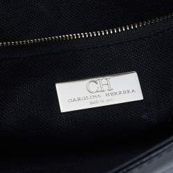 Pre Owned حقيبة سي أتش كارولينا هيريرا جلد لامع أسود يد علوية سلسلة