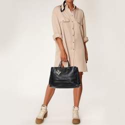 Pre Owned CH Carolina Herrera Black Leather Tote