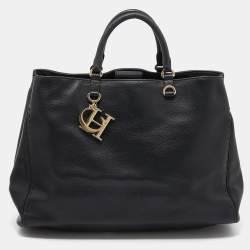 Pre Owned CH Carolina Herrera Black Leather Tote