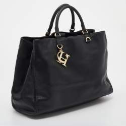 Pre Owned CH Carolina Herrera Black Leather Tote