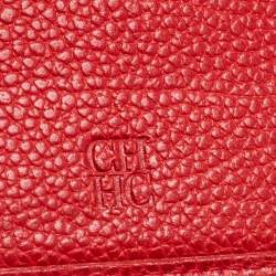 مملوكة مسبقًا محفظة سي أتش كارولينا هيريرا جلد أحمر طويلة ثلاثية الطية