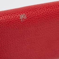 مملوكة مسبقًا محفظة سي أتش كارولينا هيريرا جلد أحمر طويلة ثلاثية الطية