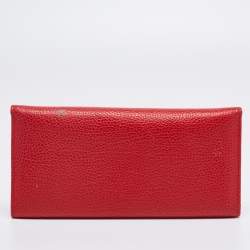 مملوكة مسبقًا محفظة سي أتش كارولينا هيريرا جلد أحمر طويلة ثلاثية الطية
