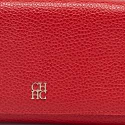 مملوكة مسبقًا محفظة سي أتش كارولينا هيريرا جلد أحمر طويلة ثلاثية الطية