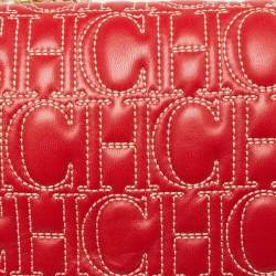 مملوكة مسبقًا CH Carolina Herrera Red Monogram Leather Jerry Chain Clutch