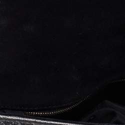 Pre Owned CH Carolina Herrera Metallic Grey Quilted Leather Flap Chain Shoulder Bag