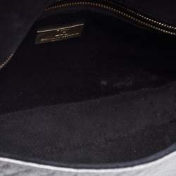 Pre Owned CH Carolina Herrera Metallic Grey Quilted Leather Flap Chain Shoulder Bag