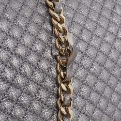 Pre Owned CH Carolina Herrera Metallic Grey Quilted Leather Flap Chain Shoulder Bag