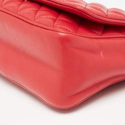 مملوكة مسبقًا CH Carolina Herrera Red Quilted Leather Flap Chain Shoulder Bag