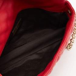 مملوكة مسبقًا CH Carolina Herrera Red Quilted Leather Flap Chain Shoulder Bag