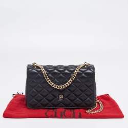 مملوكة مسبقًا CH Carolina Herrera Black Quilted Leather Flap Chain Shoulder Bag