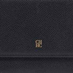 مملوكة مسبقًا CH Carolina Herrera Black Leather Tri Fold Wallet