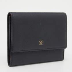 مملوكة مسبقًا CH Carolina Herrera Black Leather Tri Fold Wallet