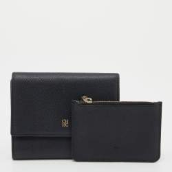 مملوكة مسبقًا CH Carolina Herrera Black Leather Tri Fold Wallet