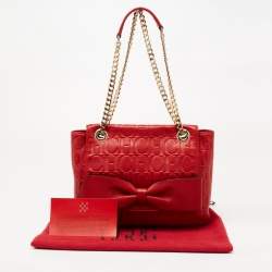 مملوكة مسبقًا CH Carolina Herrera Red Monogram Leather Audrey Shoulder Bag