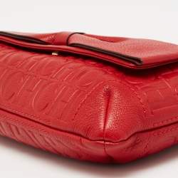 مملوكة مسبقًا CH Carolina Herrera Red Monogram Leather Audrey Shoulder Bag