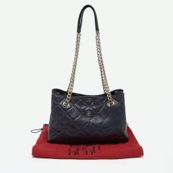 Pre Owned CH Carolina Herrera Black Embossed Quilted Leather Chain Shoulder Bag